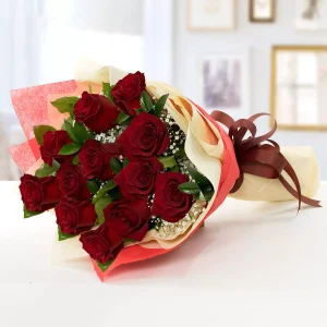 12 Red roses bouquet.