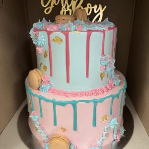 Large gender reveal cake