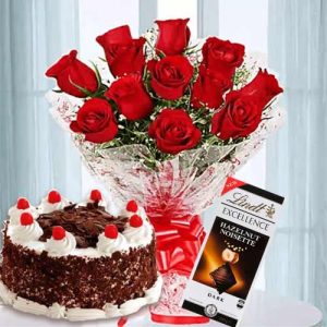 Black Forest Cake with Flower & Chocolate